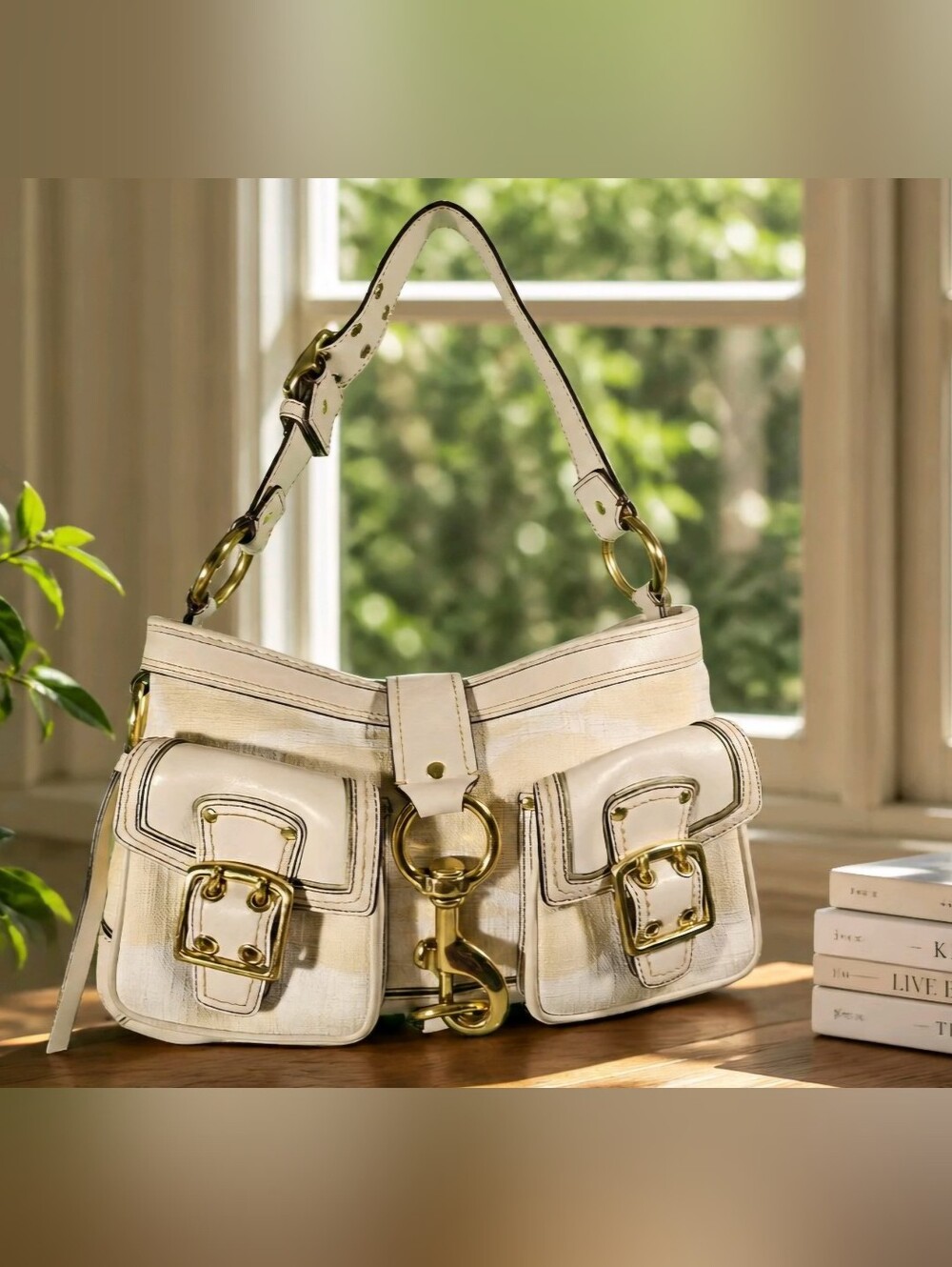 Coach Legacy Signature Ivory and Beige Shoulderbag | Handbag - Picture 14 of 15